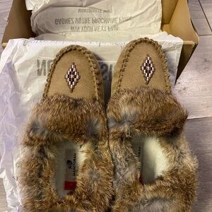 Women's Tan Fur Moccasins